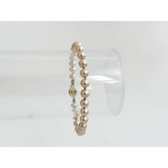 Vintage Rich Faux Pearl Avant Garde Stylish Marvella Gold T Bracelet - 7.5" - Picture 7 of 10